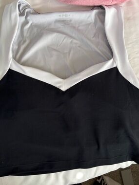 YPB Black & White V-Neck Crop Tank